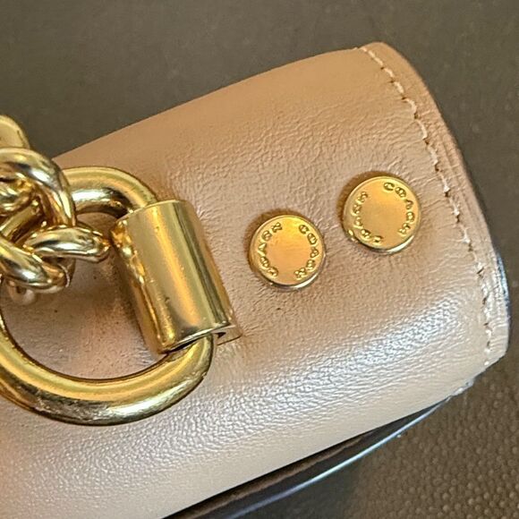 Coach Klare Blush Tan and Snakeskin Leather Crossbody Bag with chain - Picture 11 of 15